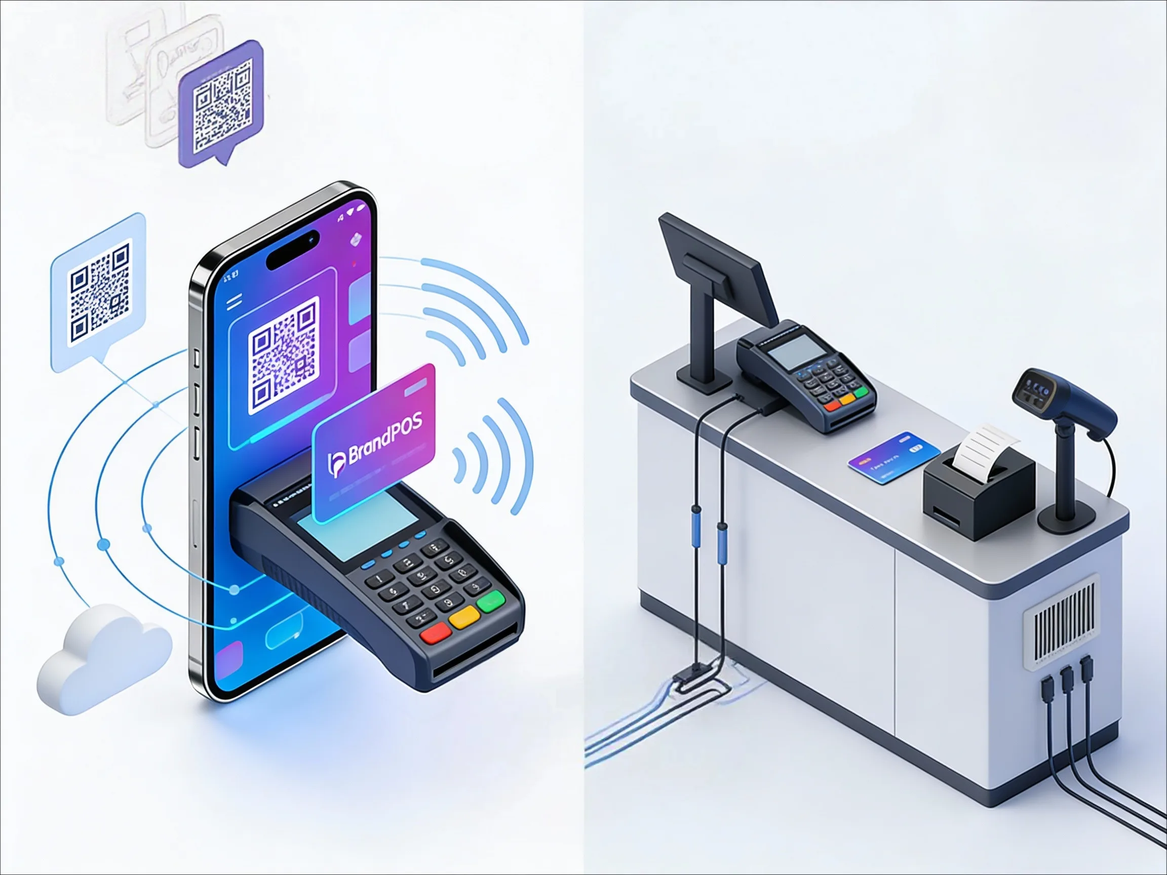 Infographic comparing SoftPOS mobile payments vs Traditional POS hardware setup 2026